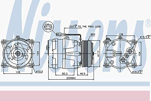 NISSENS 89060 A/C Kompressor für Klimaanlage Klimakompressor mit ID: V5 Kältemittel: R134a PAG 46 mit 117mm Riemenscheibe Rillen: 6