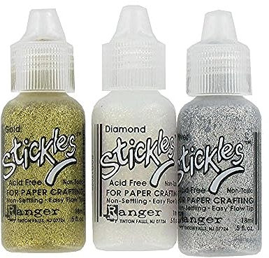 Stickles Glitter Glue Bundle of 3 Colors | Silver, Diamond, and Gold | Craft Glitter Glues