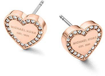Michael Kors MK Logo Heart Rose Goldtone Post Earrings