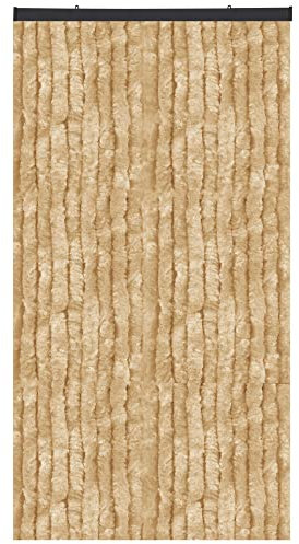 Arsvita Insektenschutzvorhang 100x220 cm (Breite x Länge) Flauschvorhang in Beige für Camping, Terrasse, Pavillon oder Balkontür, Fadengardine Ø4cm