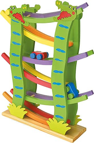 Circuit en bois à billes: Toboggan pour petites voitures - 27 cm x 39 cm