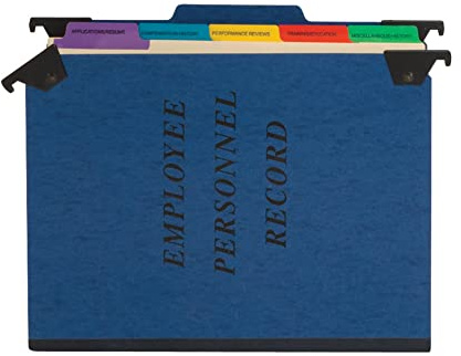Pendaflex SER2BL Personnel Folders, 1/3 Cut Hanging Top Tab, Letter, Blue