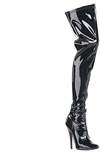 Higher-Heels PleaserUSA Overknee-Stiefel Domina-3000 Lack schwarz Gr. 38,5