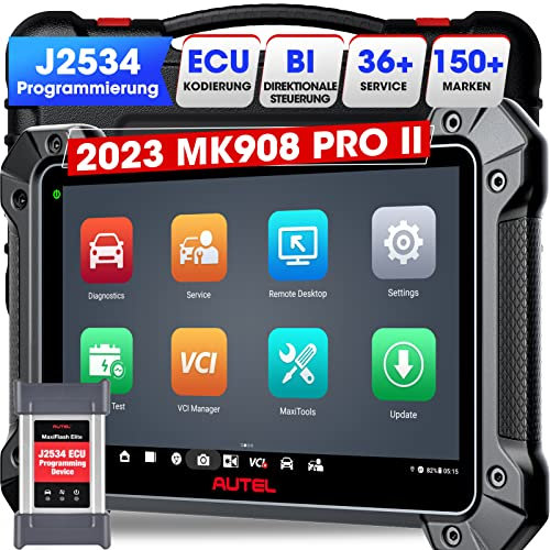 Autel MaxiCom MK908P II Scanner: 2023 Upgraded von MS908S Pro, J2534 Programmierung ECU-Codierung, Bidirektionales Werkzeug mit 36+ Dienstleistungen, Vollständige Diagnostik, AutoAuth für FCA SGW
