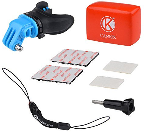 CAMKIX Surf Mundhalterungs-Set kompatibel mit GoPro Hero 4, Black, Silver, Hero, Hero +, Hero LCD+, 3+, 3, 2, 1 - Freihändige Lösung für Wasser-Action-Sport - Atmungsaktive Belüftungsschlitze