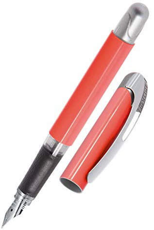 Online Füller College Sunrise, Tinten-Füller für Rechtshänder, ergonomisches Griffstück, hochwertige Iridium-Feder medium, Standard-Tintenpatronen, inkl. Kombipatrone blau, Allergiker geeignet