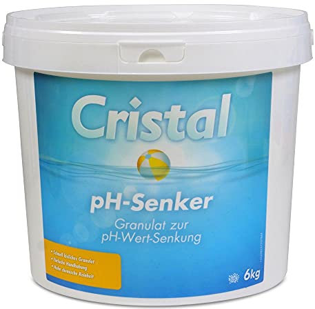Cristal pH Senker Granulat 6 kg - Einfache Handhabung - Schnell löslich - Für stabilen pH-Wert - pH Minus - Optimierung als Basis der Wasserpflege