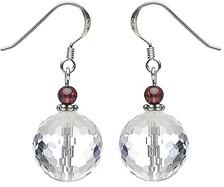 Ohrringe Ohrhänger aus Bergkristall & Granat 925 Silber Ohrschmuck für Damen