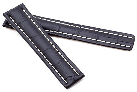 Bob Herren Faltschließband Alligator Style kompatibel Breitling 22/18 mm schwarz