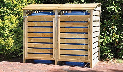 Mülltonnenbox 2er aus Holz | Mülltonnenverkleidung für Zwei Mülltonnen bis 240 Liter wetterfest | Mülltonnenabtrennung | Mülltonnenhaus | Mülleimerbox