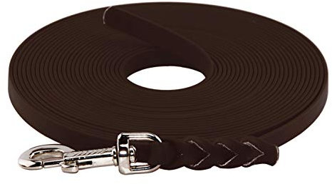 LENNIE BioThane Schleppleine, 13mm, Hunde 15-25kg, 7m lang, ohne Handschlaufe, Dunkelbraun, geflochten