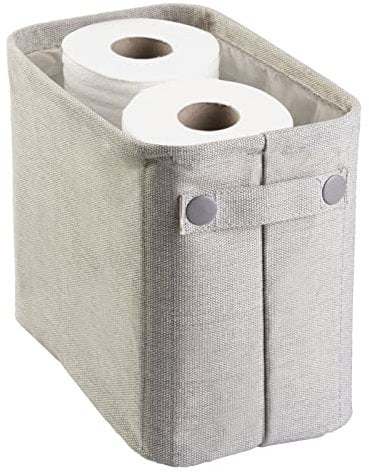 mDesign Toilettenpapierhalter (klein) aus Baumwolle – auch als Aufbewahrungskorb für Handtücher und Zeitungen – elegante Toilettenpapier-Aufbewahrung – hellgrau