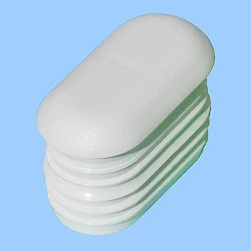 Dekaform Endkappe G101-38x20 mit gewölbten Kopf - Stopfen/Möbelgleiter aus Kunststoff als Stuhlgleiter Tischgleiter Lamellenstopfen Gartenstuhl für Flach-Oval-Rohr*38x20-weiss - Menge (16)