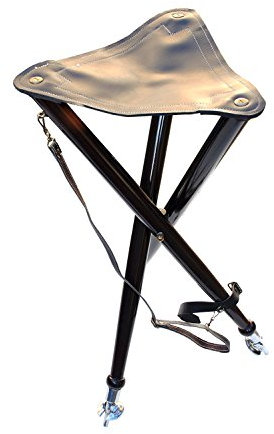 EUROHUNT Ansitzstuhl mit Metallfuß, inklusive Leder-Trageriemen, 70 cm Sitzhöhe, max. Belastung 100 kg