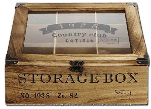 Teekiste - Teedose - Teekiste Holz - Teekasten - Teebox - Teekiste 9 Fächer Storage Box