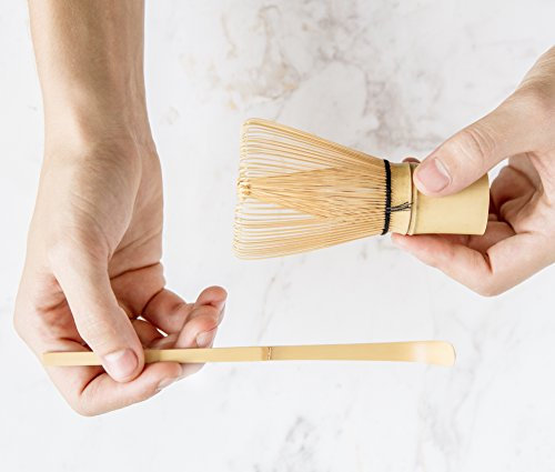 Kumiko Matcha - Set de Fouet à Matcha et Cuillère à Matcha en Bambou - Les accessoires traditionnels pour le thé matcha - Fouet chasen 100 branches et cuillère chasaku - Kit parfait pour préparer un thé matcha