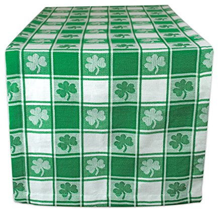 DII St. Patrick's Day Collection Tabletop, Table Runner, 14x72, Shamrock Check