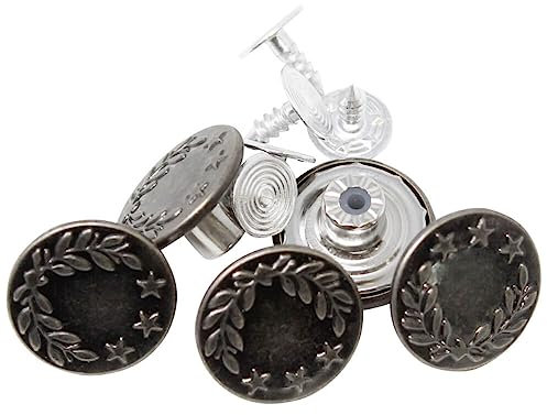 BIG-SAM Metallknöpfe/Jeansknöpfe - Ø 17mm - Altsilber - 5/10 / 25 oder 50 Stück - Nähfrei mit Anleitung! (5)