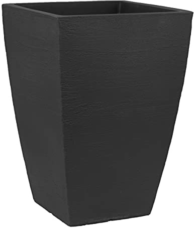 Tusco Products MSQT19BK Pflanzgefäß, modern, quadratisch, 48 cm hoch, Schwarz