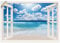 ARTland Wanddeko Wandtattoo selbstklebende Vinylfolie 100x70 cm Fensterblick Fenster Strand Meer Maritim Karibik Südsee Urlaub Sommer T5UQ
