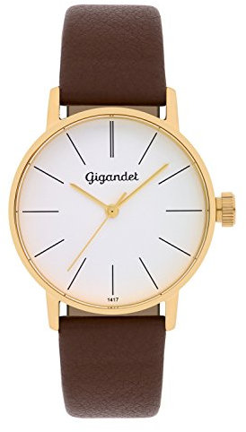 Gigandet Damenuhr Minimalism Quarz Analog mit Lederarmband braun G43-003