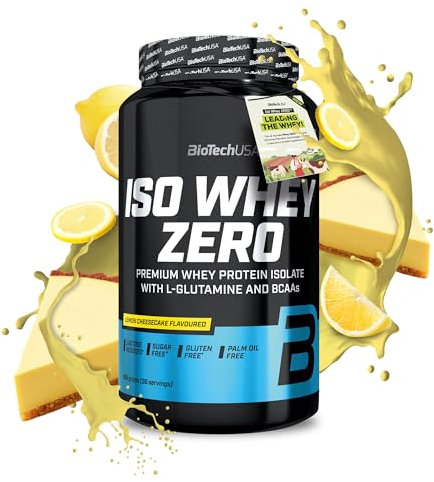 BioTechUSA Iso Whey Zero | Premium Whey Protein Isolate | Grass-Fed | Enzyme-Free | Sugar- and Gluten-free, 908g, Lemon-Cheesecake