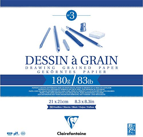 Clairefontaine 96631C Zeichenblock (30 Blatt, 180 g, 21 x 21 cm, ideal für Kunstunterricht, geleimt) weiß
