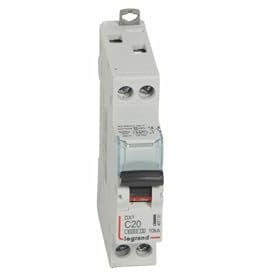 407701 Disjoncteur unipolaire + neutre 20A - 1P+N Courbe C - 6/10kA - À vis - Legrand DX3