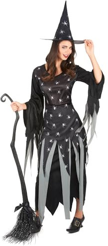 DEGUISE TOI - Déguisement sorcière terne femme Halloween - Haut - Jupe - Chapeau - Taille Unique (40) - Coloré - Déguisements adultes - 100% polyester - Lavage à la main ou en machine - Halloween