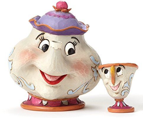 Disney, Figura de Señora Pott y Chip de La Bella y La Bestia, para coleccionar, Enesco