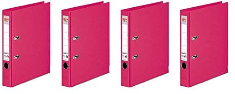 4er Packung Herlitz Ordner maX.file protect+ A4 Voll-PP-Folienbezug Wechselfenster (pink schmal, 4)