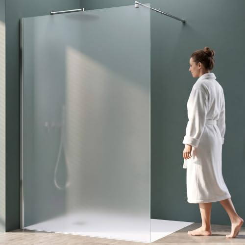 Mai & Mai Duschwand für Dusche Duschabtrennung 100x200cm Walk-In Dusche | Duschtrennwand 8mm ESG-Sicherheitsglas NANO Glas Vollsatiniert BRAM1 Bremen01VS