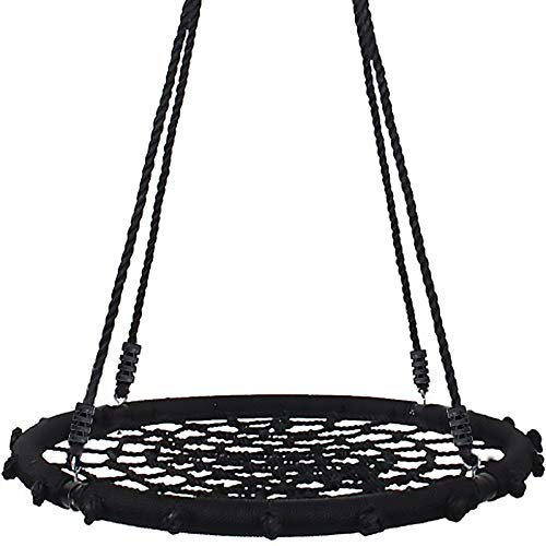 Yorbay Balançoire Nid d'Oiseau Diamètre 100 cm à Suspendre Ajustable pour Enfant Adulte Jardin Extérieur Capacité de Charge 300 kg, Noir