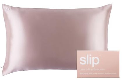 SLIP 22 Momme Seidenkissenbezug in 51 x 76cm - aus 100% Maulbeer Seide, mit Reißverschluss, atmungsaktiv, ideal für Allergiker, rosa