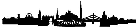 Skyline4u Aufkleber Dresden Skyline mit Sehenswürdigkeiten 40 x 7,6cm schwarz