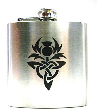 Art Pewter Luxury 6oz Stainless Steel Scottish Hip Flask - Celtic Thistle Design