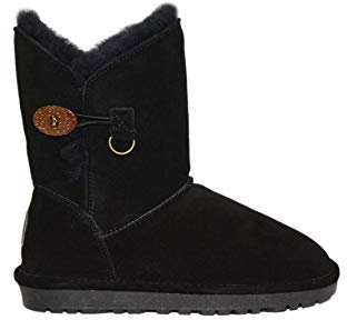 Reissner Lammfelle | Engel Stiefel LARA | Halbhohe warme Winterboots | Wildleder | Innenfutter echtes Merino Lammfell | schwarz 43