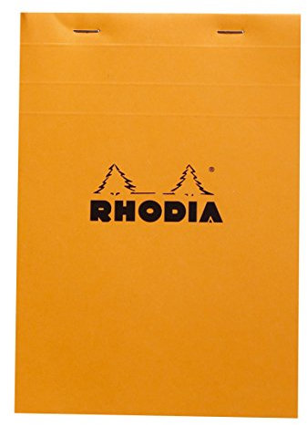 Rhodia 15200C - Schreibblock / Notizblock geheftet Giant Pad No.15 DIN A5 21x14,8 cm, 150 Blätter kariert 80g, abtrennbar und mikroperforiert, mit Kartonrücken, Orange, 1 Stück