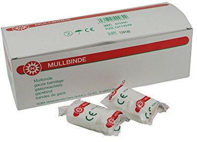 Noba MULLBINDE in Folie, Fixierbinde Binde Verband, 10 cm x 4 m, 10 Stück