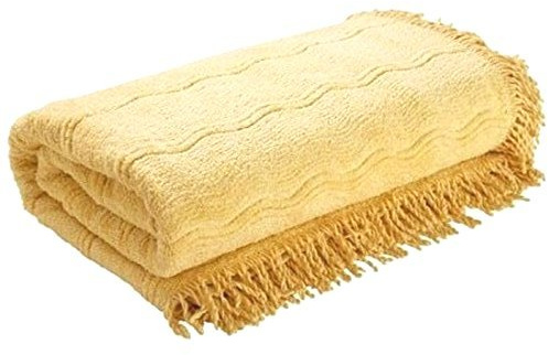 The Bettersleep Company Candlewick Bedspread Luxury Traditional Bed Throw Double Bed Gold