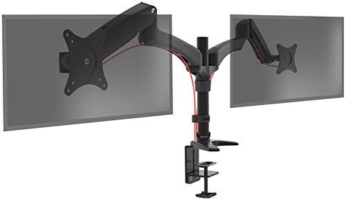 Duronic Monitor Arm Stand DM552 | Dual PC Desk Mount | BLACK | Aluminium | Height Adjustable | For Two 15-27 LED LCD Screen | VESA 75/100 | 7.8kg Capacity | Tilt -90°/+85°,Swivel 180°,Rotate 360°