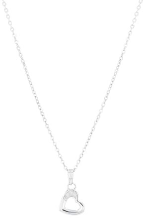 Amor Kette mit Anhänger 925 Sterling Silber Mädchen Kinder Halsschmuck, mit Zirkonia synth, 35+3 cm, Silber, Herz, Kommt in Schmuck Geschenk Box, 9293674