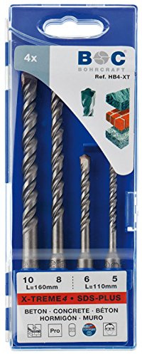 Bohrcraft Hammerbohrer SDS-Plus X-Treme 4 in Kunststoffbox, 4 Stück 5/6 x 160 x 110 x 8/10 / HB 4XT - 1 Stück 26101430004