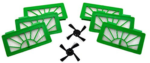 FSProdukte 6 Hepafilter und 2 Seitenbürsten geeignet für Vorwerk Saugroboter VR 100 VR100 NEATO XV11 o. XV12 o. XV15 o. XV21 o. XV25