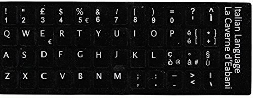 Adesivi lettere tastiera Italiano fondo nero lettere bianche