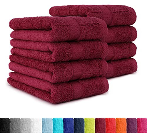 BaSaTex - 8er Pack Handtücher Premium 50x100 cm aus Baumwolle - Frottee Handtuch Set mit Aufhänger - Öko-Tex Made in Green Zertifiziert - Bordeaux