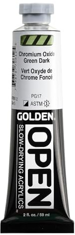 GOLDEN OPEN Slow-Drying Acrylics, Chromium Oxide Green Dark, 2 fl. oz. Tube