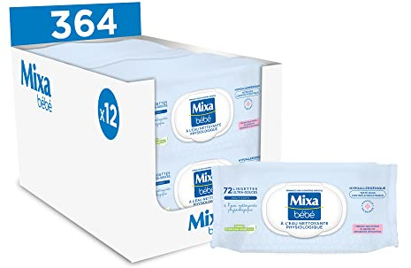 Mixa Bébé Lingettes A L'Eau Nettoyante Physiologique - Lot de 12
