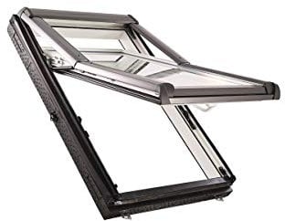 Roto Designo R7 WDF R75_K W WD AL Hoch-Schwingfenster aus Kunststoff mit Wärmedämmung und Eindeckrahmen (Eindeckrahmen: EDR Rx WD 1x1 ZIE AL, 74 x 118)