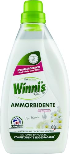 Winni's - Weichspüler, hypoallergen, 30 Waschgänge, geeignet für empfindliche Haut, weiße Blumen, mit pflanzlichen Rohstoffen, 750 ml